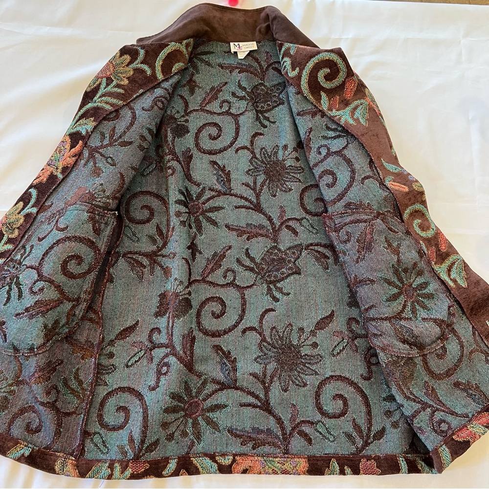 Vintage Maggie Sweet Floral Tapestry Rug Chenille Blazer Coat Jacket Size Medium - Picture 12 of 16
